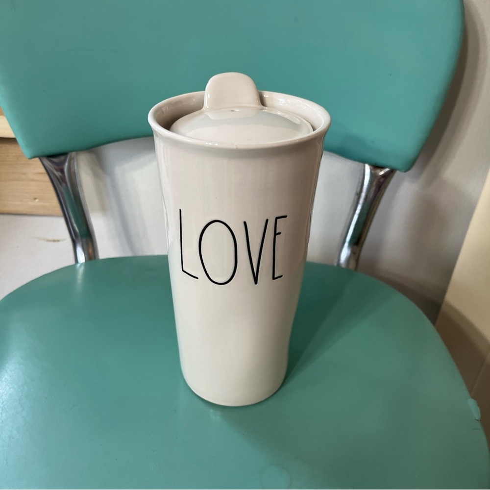 Rae Dunn White LOVE Travel Mug with Lid